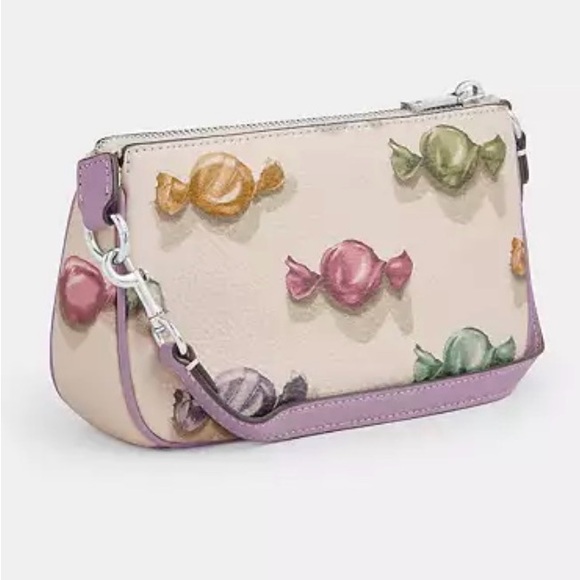 💜🍬Coach NWT Cream Candy Print Nolita 19 Wristlet with Silver Hardware - Picture 2 of 10